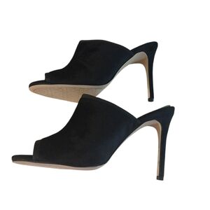 BADGLEY MISCHKA JEWEL Leyla II BLACK VELVET  PEEP TOE SANDALS SZ. 7.5 BNWT